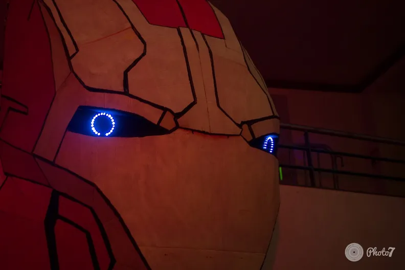 Iron Man cardboard mask, eye detail